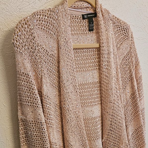 INC (International Concepts) Sequin Cascade Open-Front Cardigan - Picture 2 of 9
